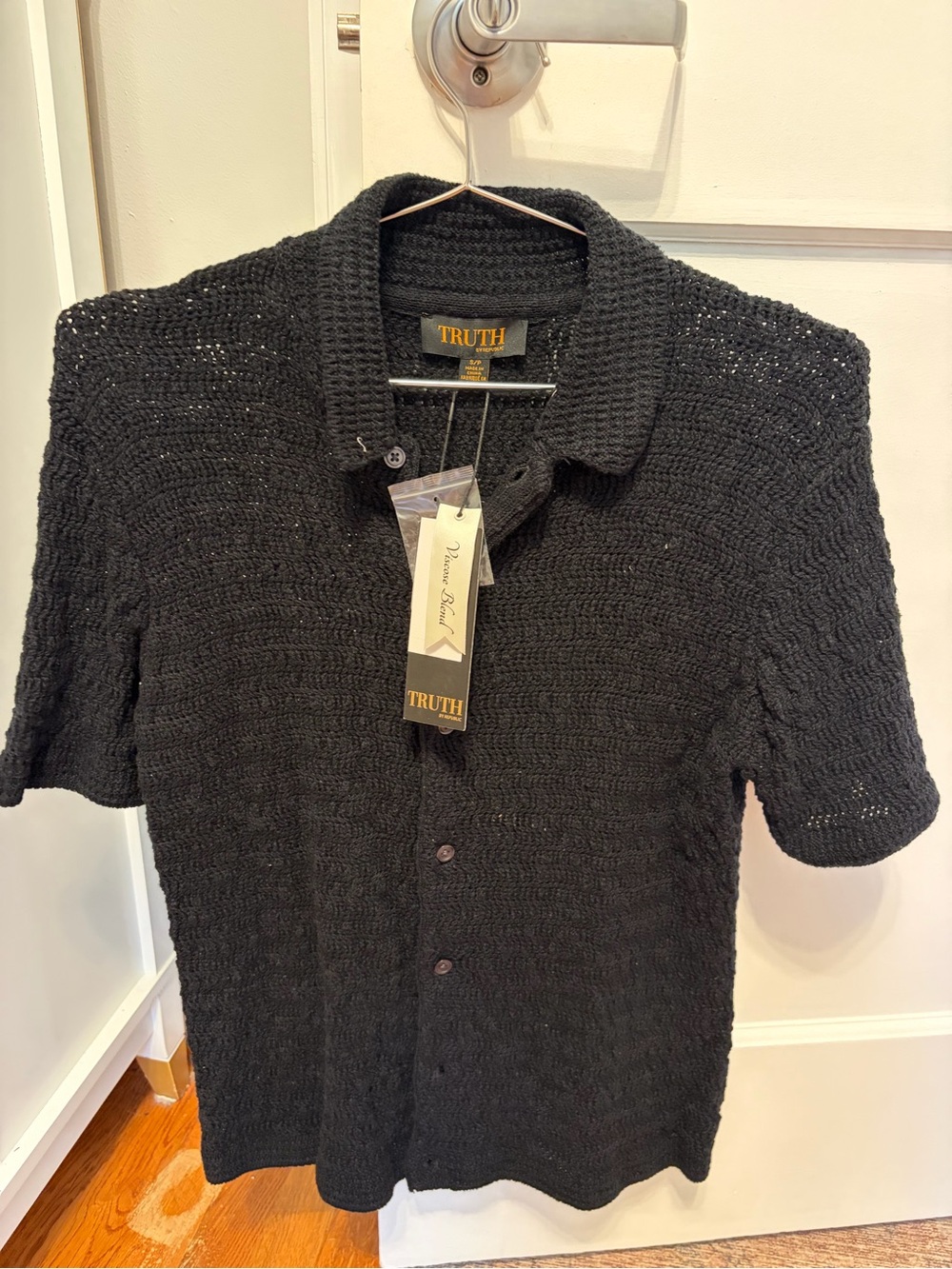NWT TRUTH Men’s Crochet Knit Short-Sleeve Polo